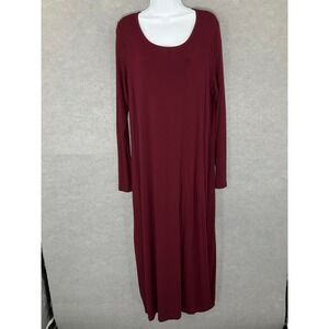Bryn Walker Maxi Dress Long Sleeve Pockets Knit Comfortable Burgundy Sz M Casual